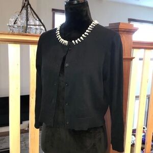 CALVIN KLEIN‎ Black Cardigan with Pearl Accents Size Medium